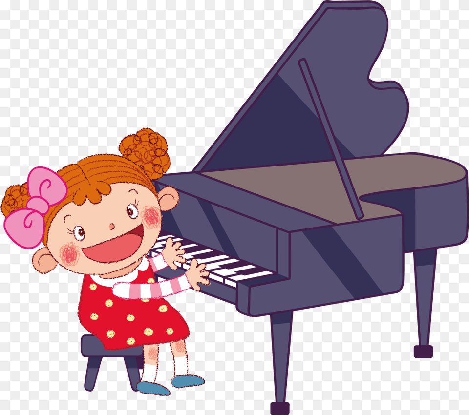 Piano Playing The Piano Cartoon Transparent, Grand Piano, Keyboard, Musical Instrument, Baby Free Png Download