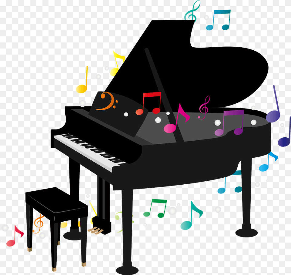 Piano And Musical Notes Clipart, Grand Piano, Keyboard, Musical Instrument Png