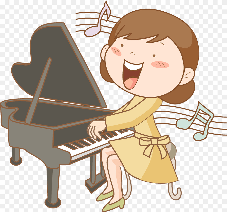 Piano Clipart Pianist Play The Piano Cartoon, Musical Instrument, Keyboard, Person, Baby Free Png Download
