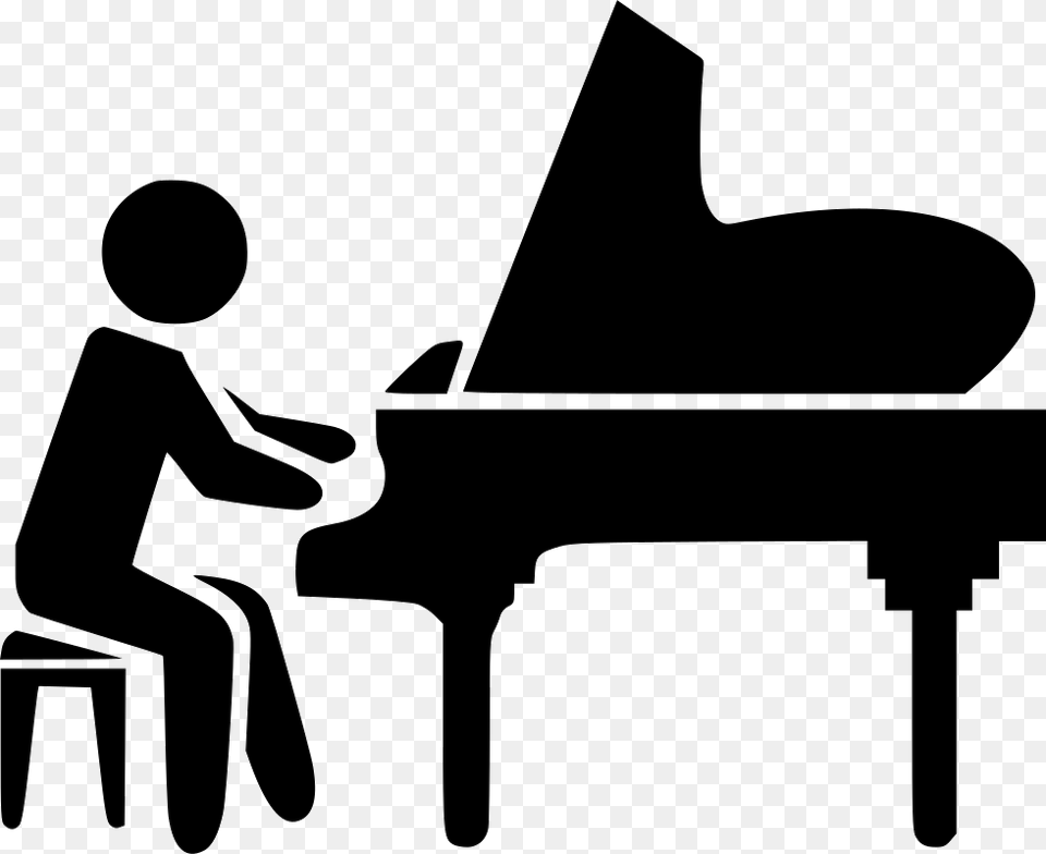 Piano Icon, Silhouette, Person, Performer, Musician Png