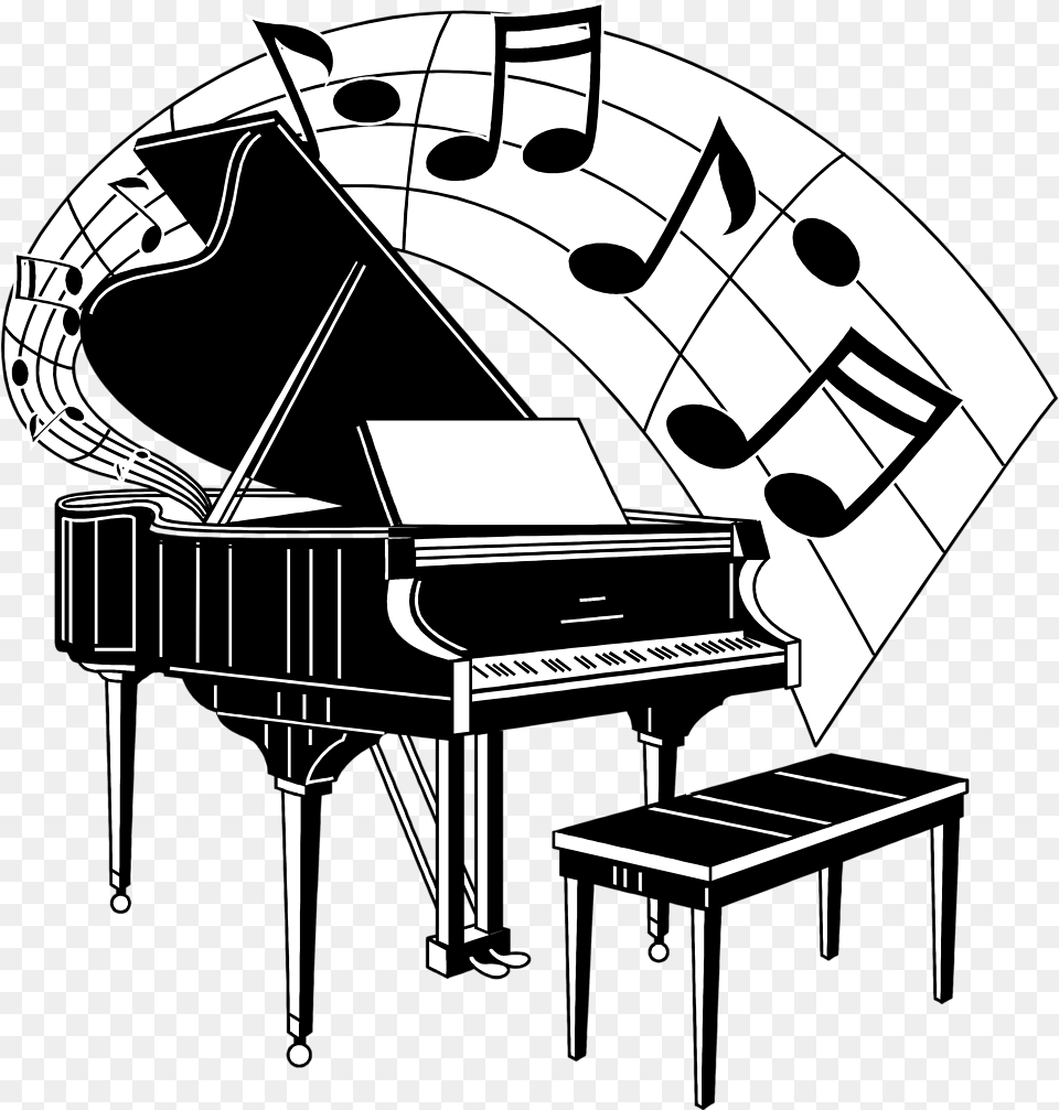 Piano With Music Notes, Grand Piano, Keyboard, Musical Instrument Png Image