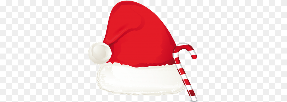 Pic Christmas Hat And Candy Cane, Clothing, Food, Sweets, Stick Free Png