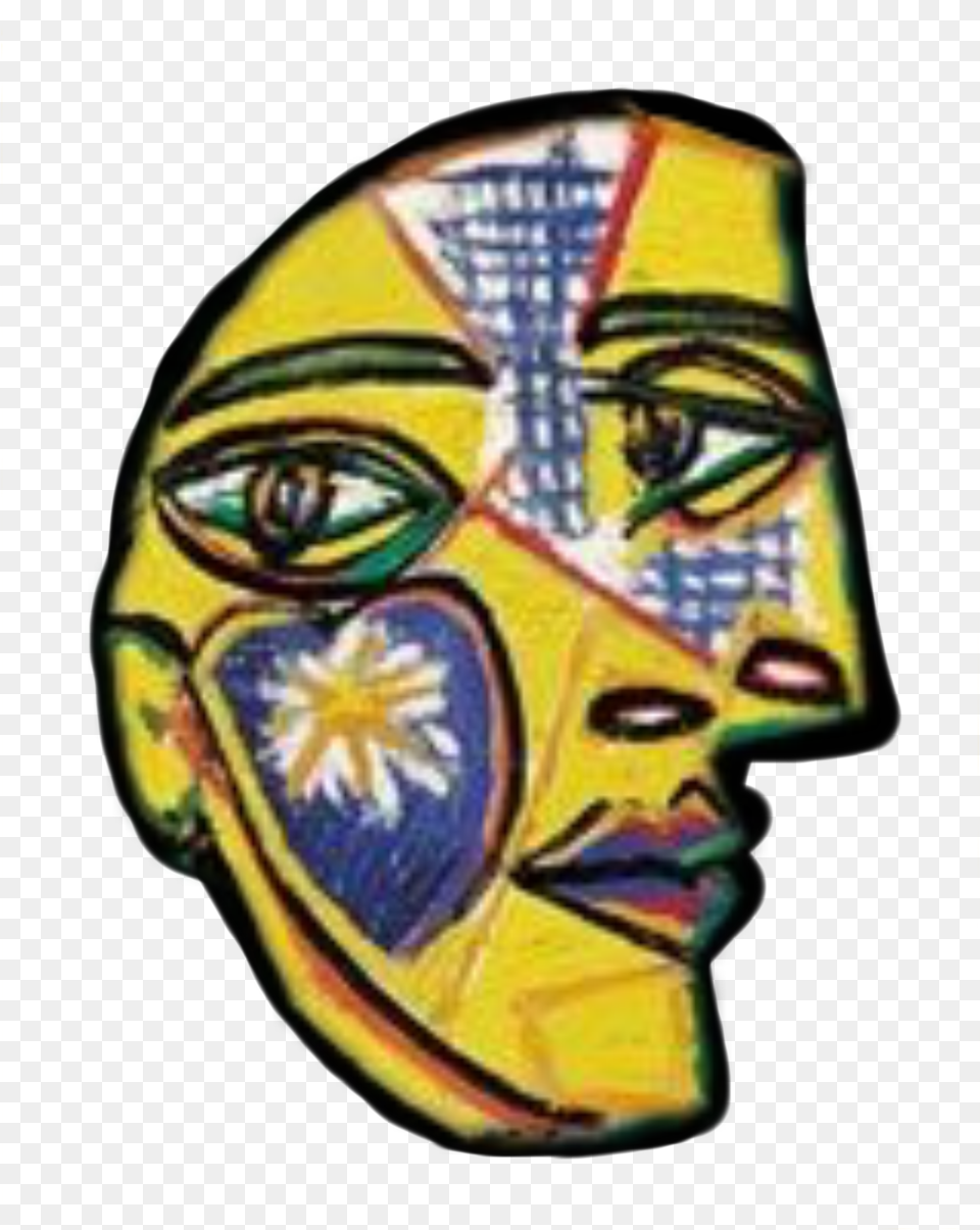 Picassosticer Picasso Painting Mask Freetoedit Dona Amb Barret I Coll De Pe, Art, Modern Art, Clothing, Hardhat Free Transparent Png