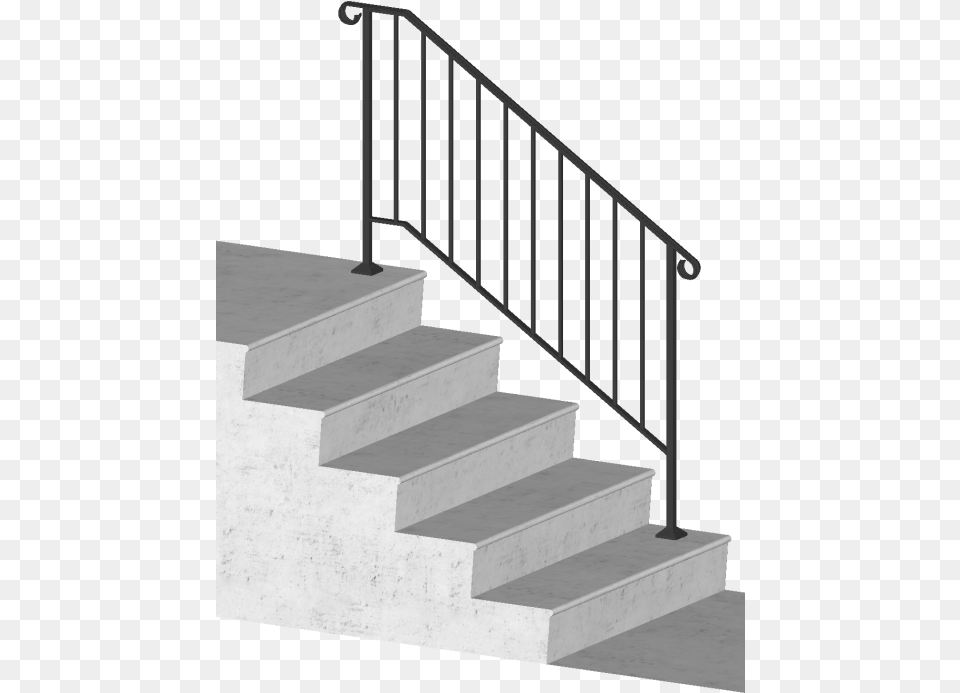 Picket 4 4 Foot Post To Post Spans 4 Stair Risers Handrails For Concrete Steps, Architecture, Building, Handrail, House Free Transparent Png