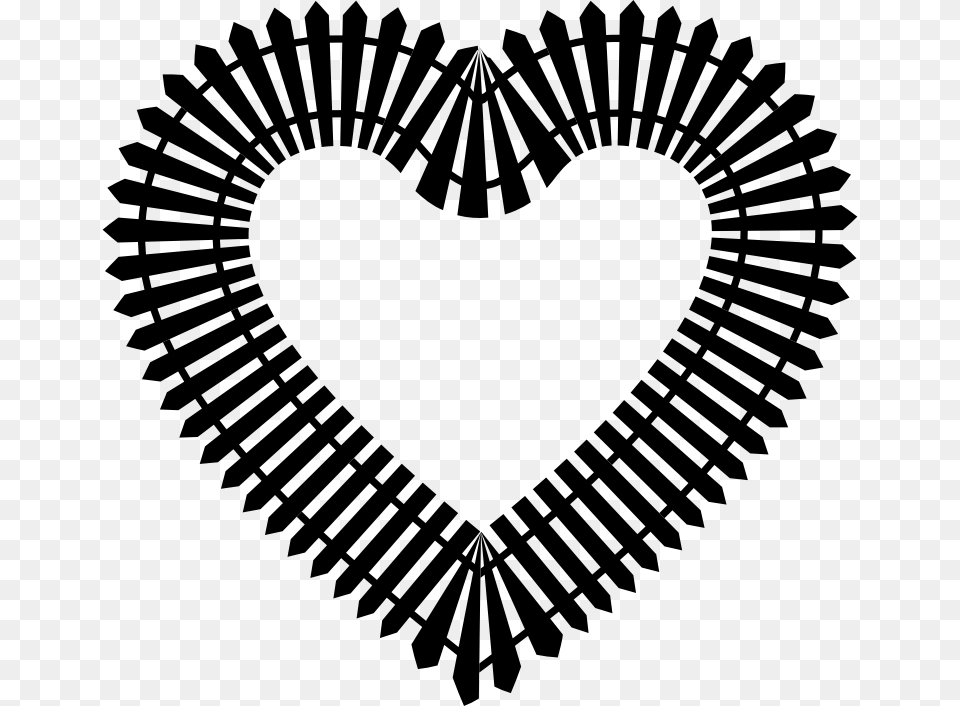 Picket Fence Heart Clip Art, Gray Png