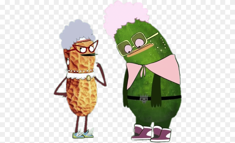 Pickle And Peanut Dressed As Old Ladies Cartoon, Ice Cream, Cream, Dessert, Food Png Image