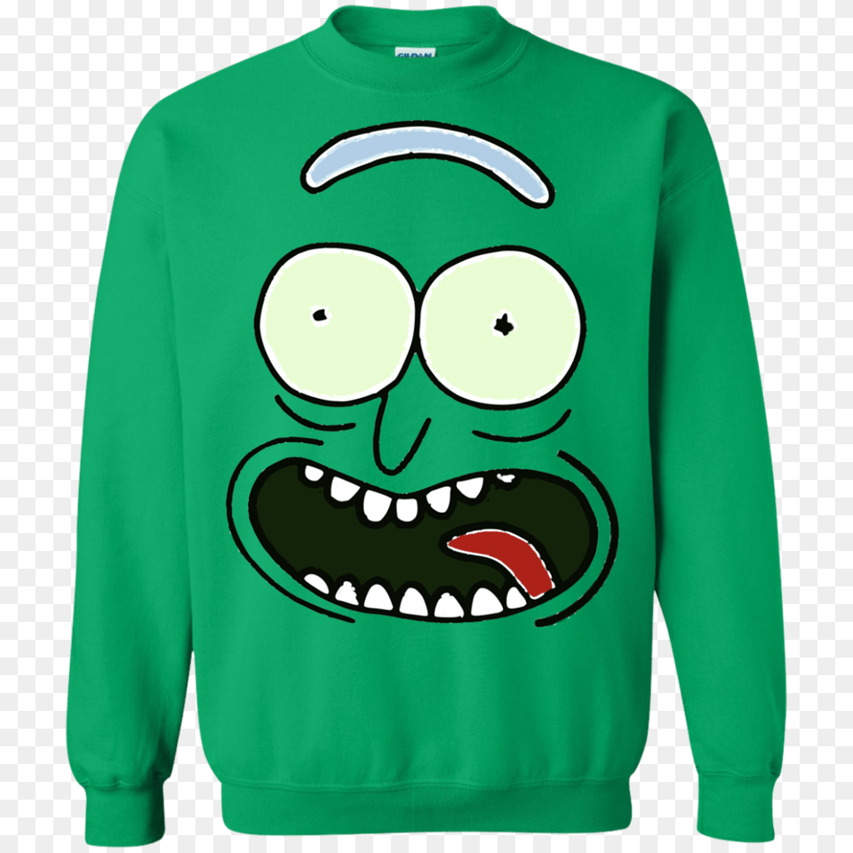 Pickle Rick Face Shirt Rick And Morty, Clothing, Knitwear, Long Sleeve, Sleeve Png