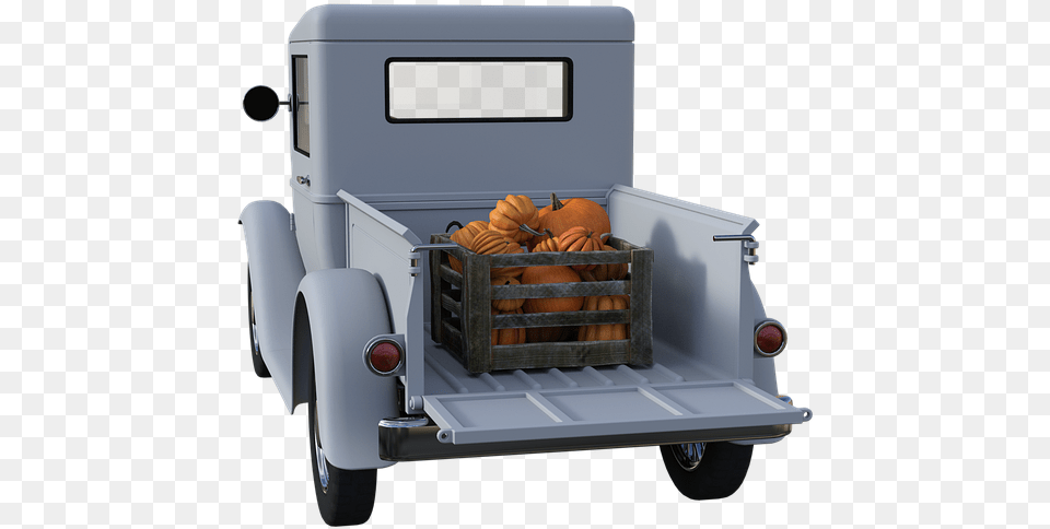 Pickup Old Pumpkins Loaded Vehicle Vintage Auto Antique Car, Pickup Truck, Transportation, Truck Png Image