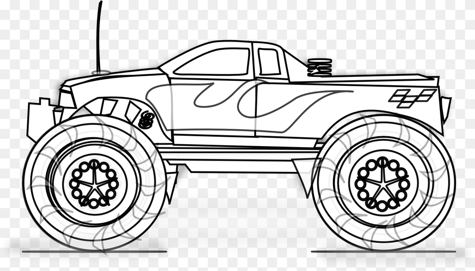 Pickup Truck Car Monster Coloring Monster Truck Clip Art, Transportation, Vehicle, Machine, Wheel Free Png Download