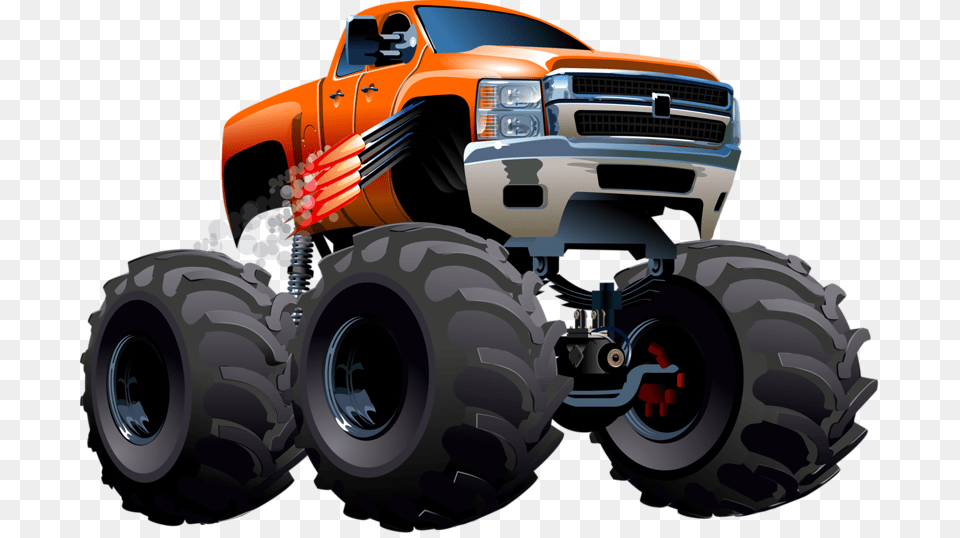 Pickup Truck Cartoon Monster Truck Monster Truck Vector, Machine, Tire, Wheel, Transportation Png Image