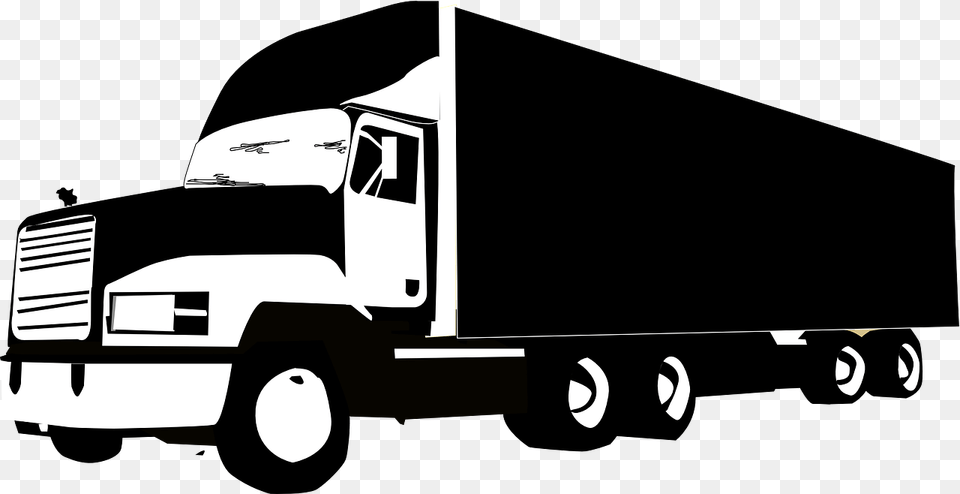 Pickup Truck Semi Trailer Truck Clip Art Black And White Truck, Moving Van, Trailer Truck, Transportation, Van Free Png
