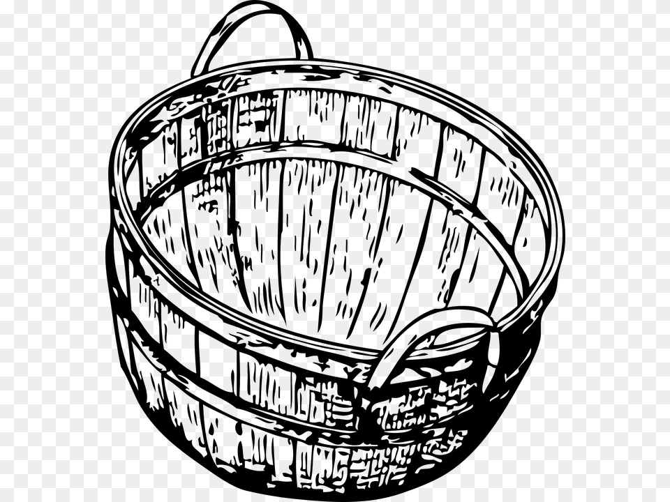 Picnic Basket Clipart Empty Laundry Basket Open Basket Clip Art, Gray Free Png Download