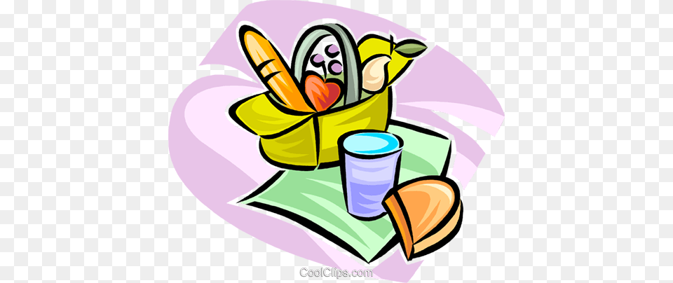 Picnic Basket Royalty Vector Clip Art Illustration, Cup, Food, Lunch, Meal Free Png