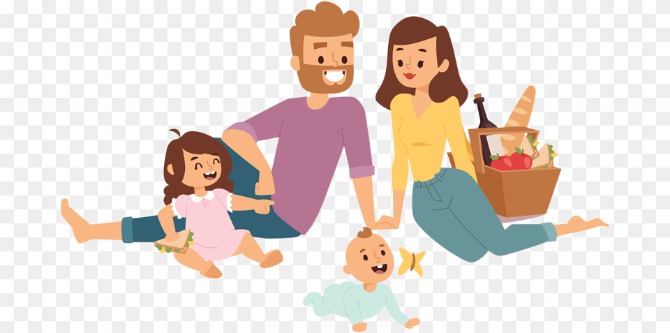 Picnic Clipart Family Picnic Cartoon, Baby, Person, Face, Head Png