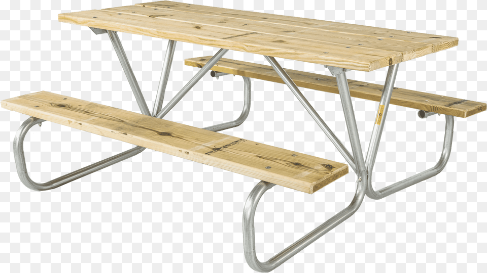 Picnic Table Wooden Top Metal Frame, Coffee Table, Furniture, Wood, Dining Table Png Image