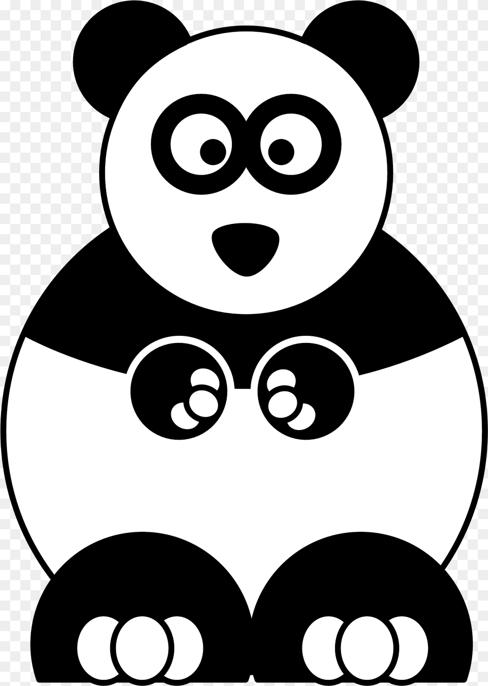 Pics Of Cute Cartoon Panda Coloring Pages Clip Art Animals Panda, Stencil, Symbol Free Png