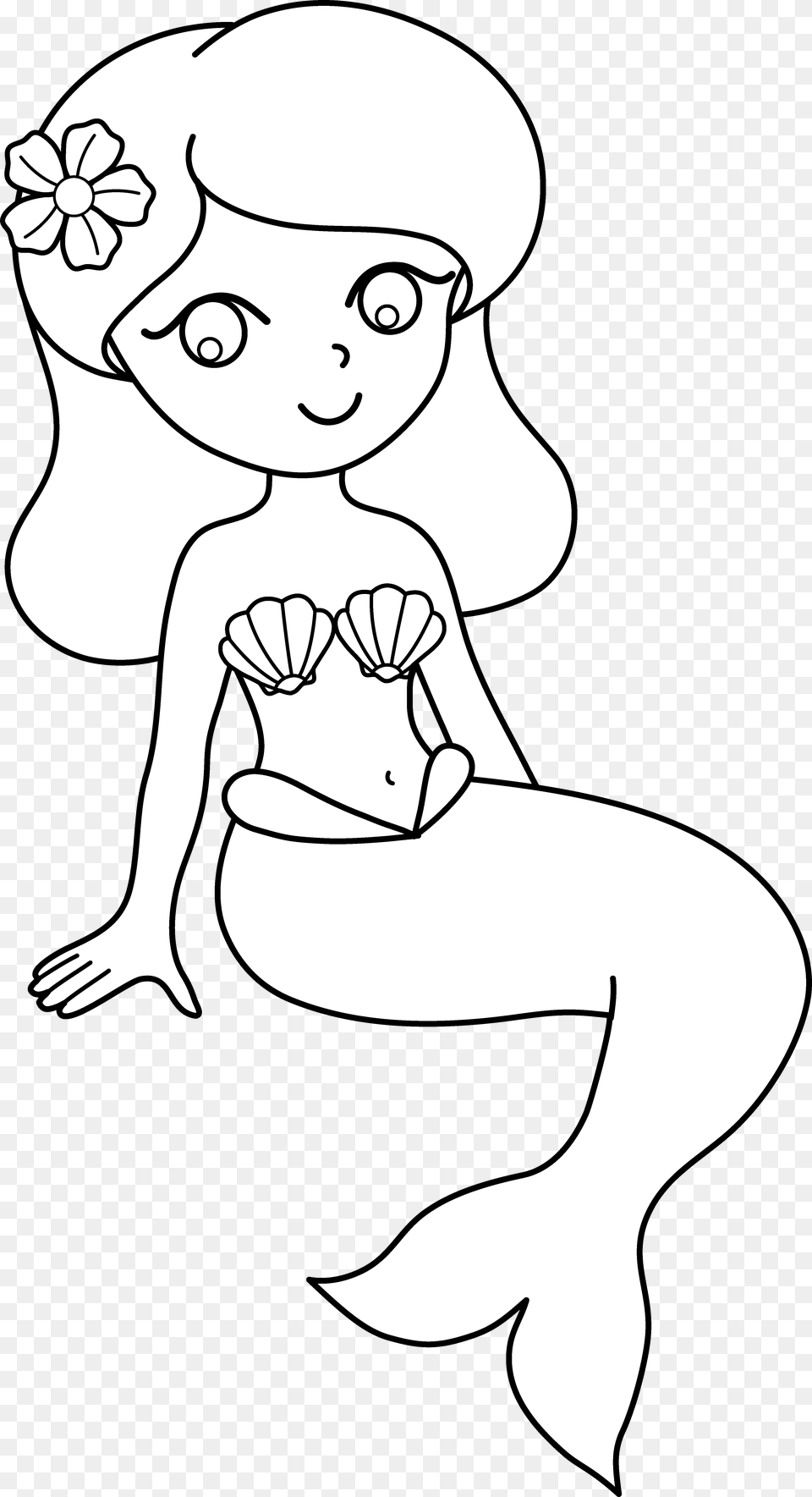 Pics Of Cute Mermaid Coloring Pages Cartoon, Art, Drawing, Baby, Person Png Image