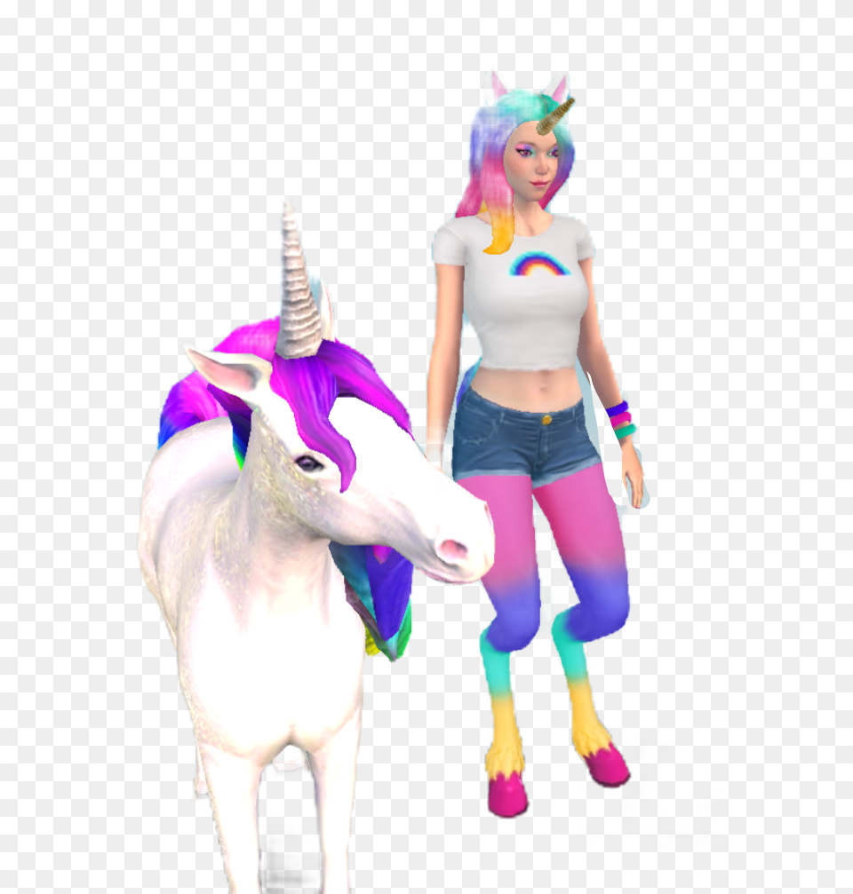 Picsart Isagonzl469 Unicorn Avakinlife Avakinunicorn Unicorn Pet On Avakin Life, Figurine, Child, Person, Girl Png Image