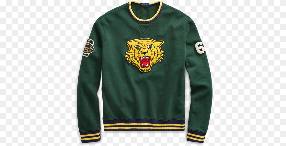 Picture 1 Of Ralph Lauren Green Tiger Jumper, Clothing, Sleeve, Shirt, Long Sleeve Free Png Download