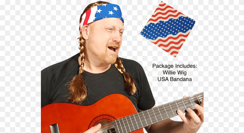 Picture 1 Of Willie Nelson Bandana, Adult, Guitar, Male, Man Png