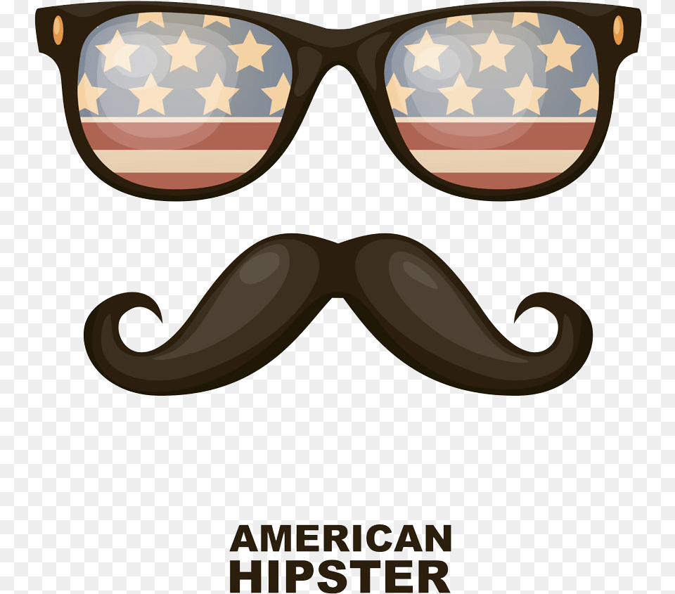 Picture Bearded Fashion Moustache Material Hd American Flag Sunglasses Vector, Accessories, Face, Head, Mustache Free Transparent Png