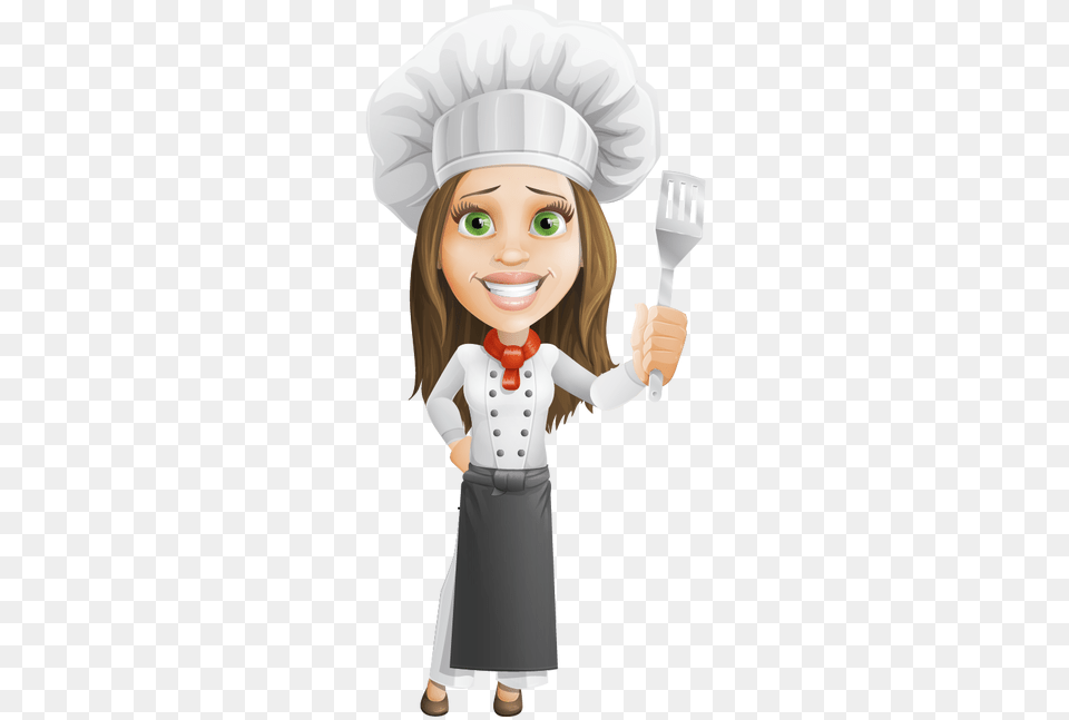 Picture Chef Cartoon Girl, Cutlery, Fork, Person, Clothing Png