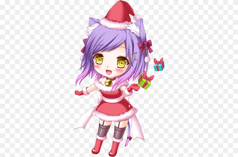 Picture Chibi Anime Girl Christmas, Book, Comics, Publication, Baby Free Transparent Png