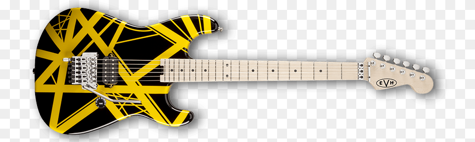 Picture Courtesy Http Evh Striped Series Electric Guitar Black With Yellow, Electric Guitar, Musical Instrument, Bass Guitar Free Png Download
