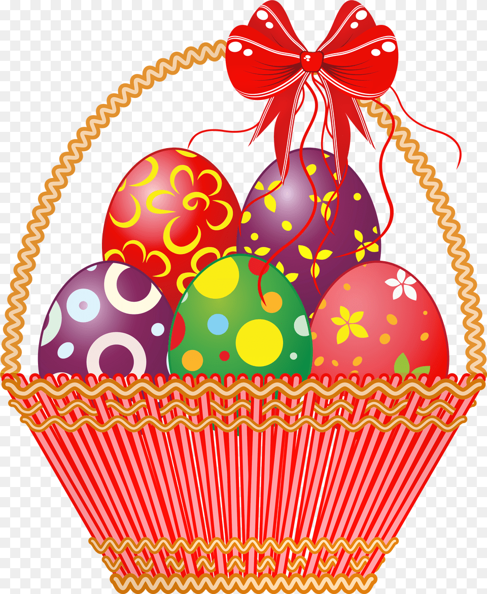 Picture Easter Eggs Basket With Bunny Red Clipart Easter Basket Clip Arts, Egg, Food Png Image