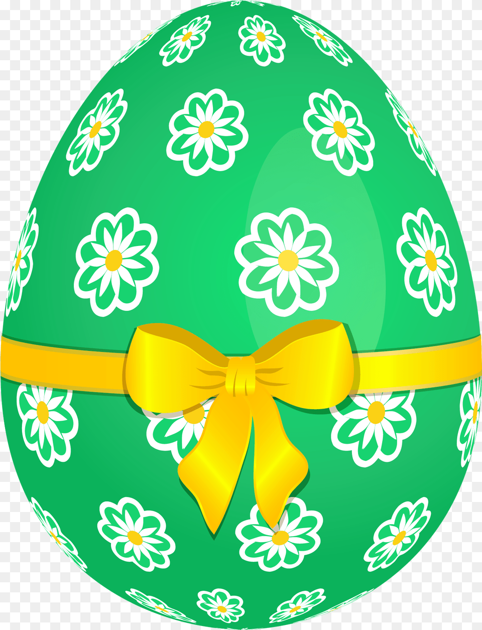 Picture Egg Yellow Bow Green Flowers Green Easter Egg, Easter Egg, Food Free Png