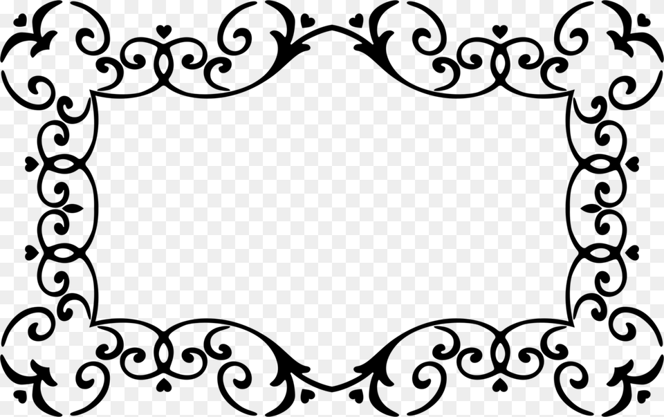 Picture Frameline Artornament Hearts Ornamental Frame, Gray Png Image