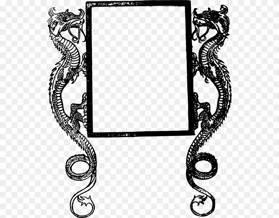 Picture Frames Chinese Dragon Decorative Arts, Gray Png Image