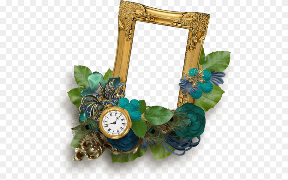 Picture Frames Flower Feather Frame Wreath For Picture Frame, Bronze Png Image