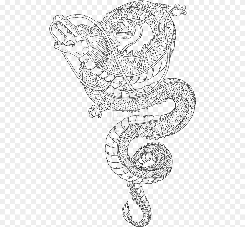 Picture Library Shenron Drawing Black And White Japanese Style Dragon Ball Shenron, Sticker, Logo Free Png Download