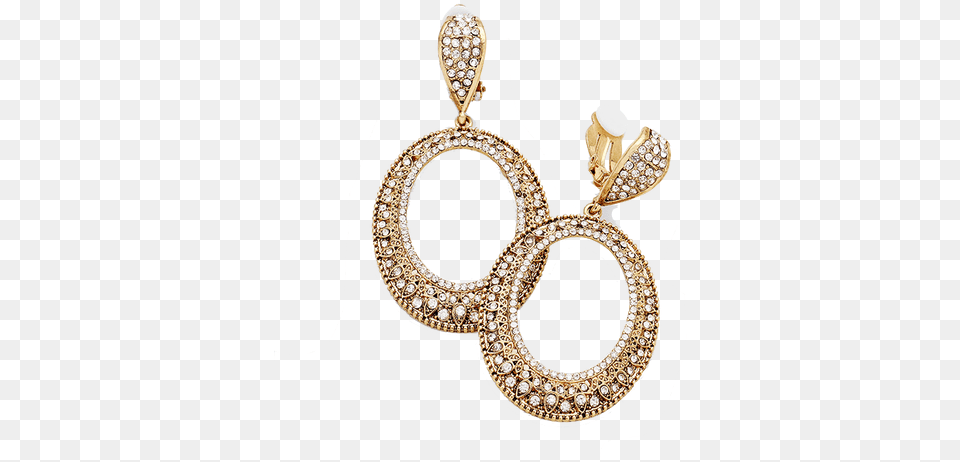 Picture Freeuse Gold Rhinestone Filigree Oval Earring, Accessories, Jewelry, Diamond, Gemstone Free Png Download