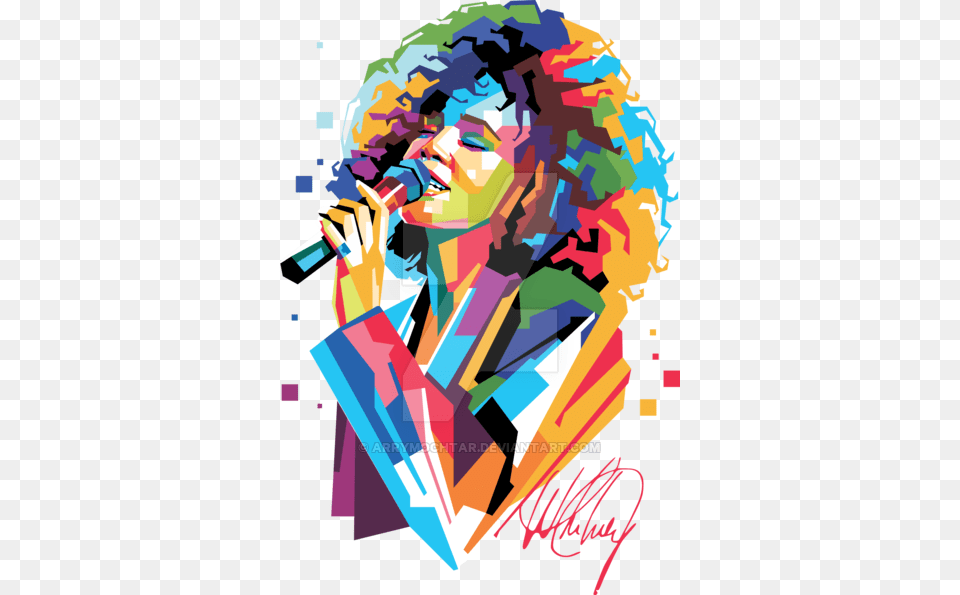 Picture Freeuse Library Whitney Houston In Popart Portrait Whitney Houston Pop Art, Graphics, Adult, Male, Man Png Image