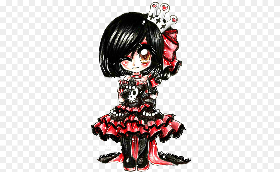 Picture Freeuse Stock Gothic Queen Chibi By Lettelira Chibi Anime Gothic Girl, Book, Comics, Publication, Adult Free Transparent Png