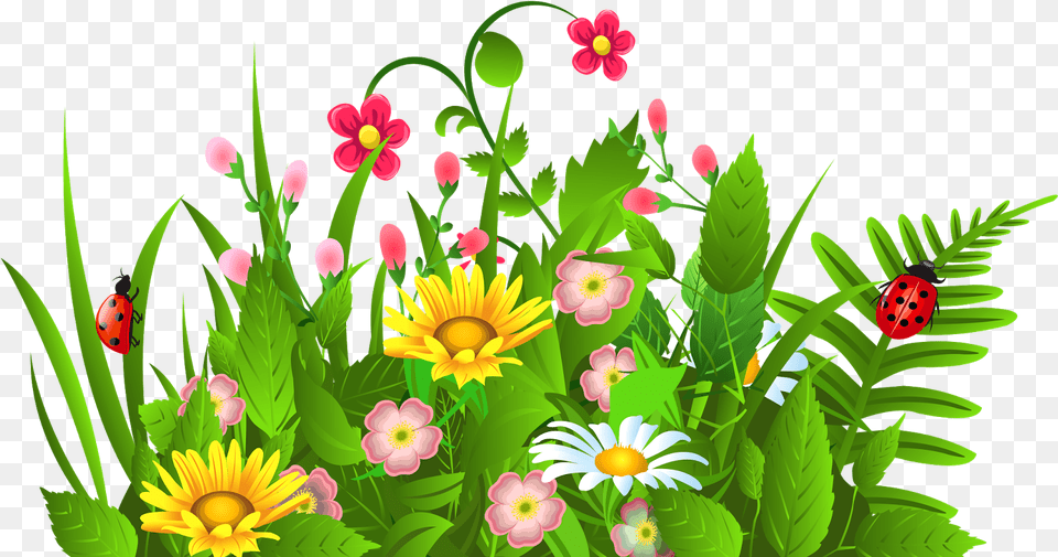 Picture Library Cute And Grasses Flower Garden Clipart, Plant, Pattern, Graphics, Floral Design Free Png