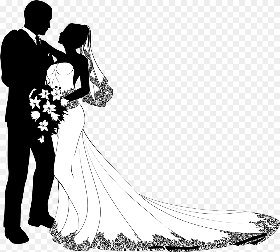 Picture Library Wedding Clipart Bride And Groom Bride And Groom, Gown, Clothing, Dress, Fashion Free Png
