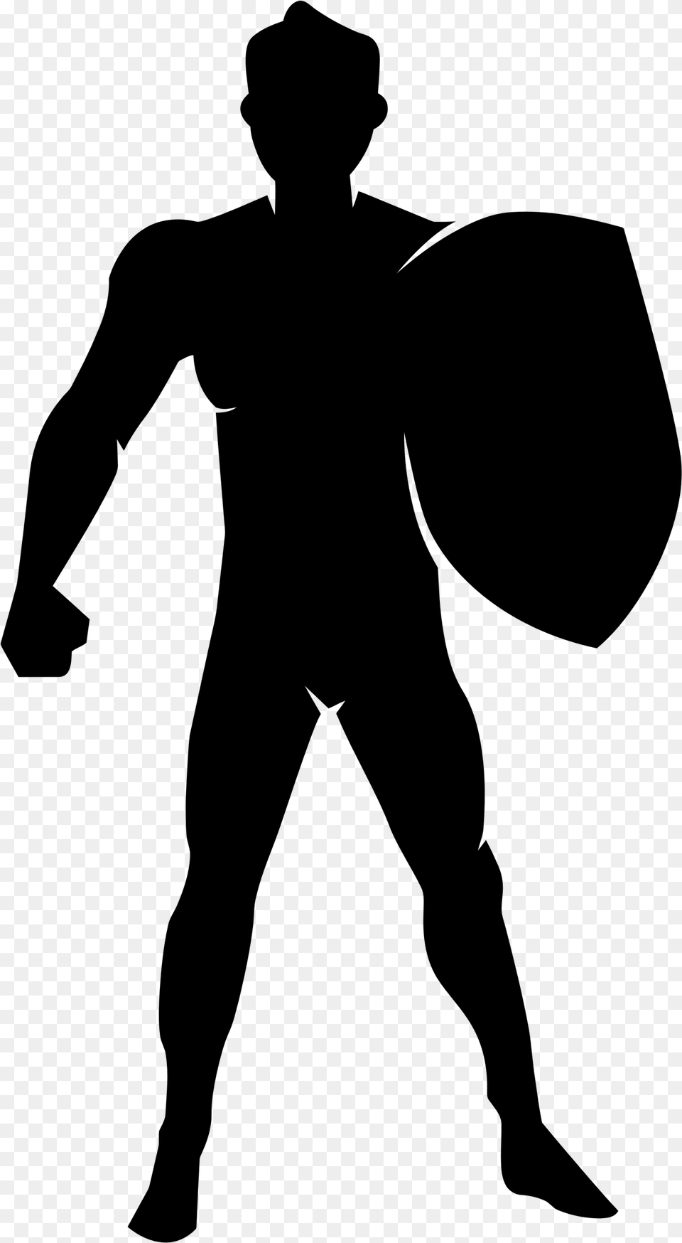 Picture Library With Shield Silhouette Big Image Man With Shield Silhouette, Gray Free Png Download