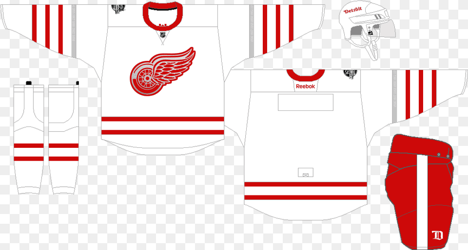 Picture Nhl Uniform Matchup Database Red Wings, Shirt, Clothing, Helmet, Adult Png Image