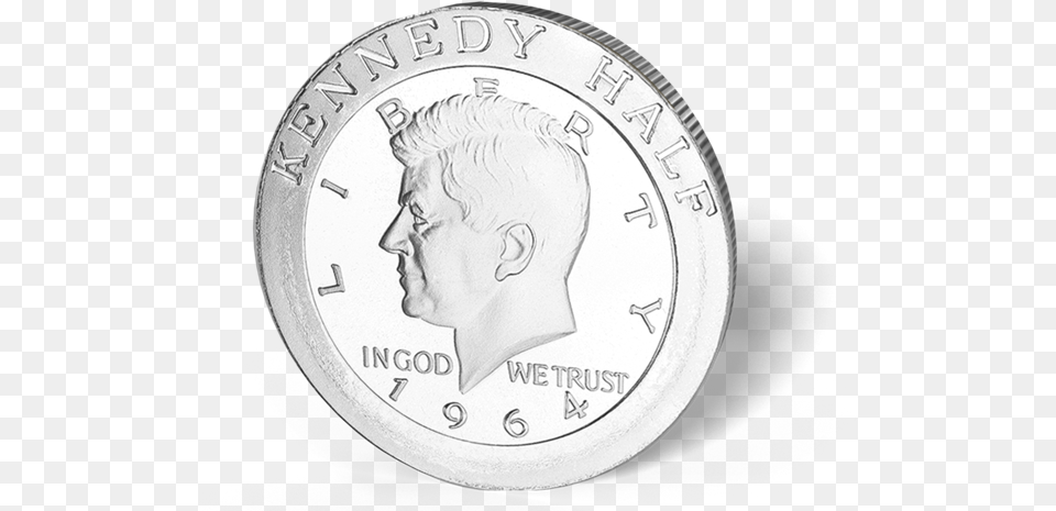 Picture Of 1 Oz Jfk Silver Rounds Silver, Coin, Money, Adult, Male Png Image