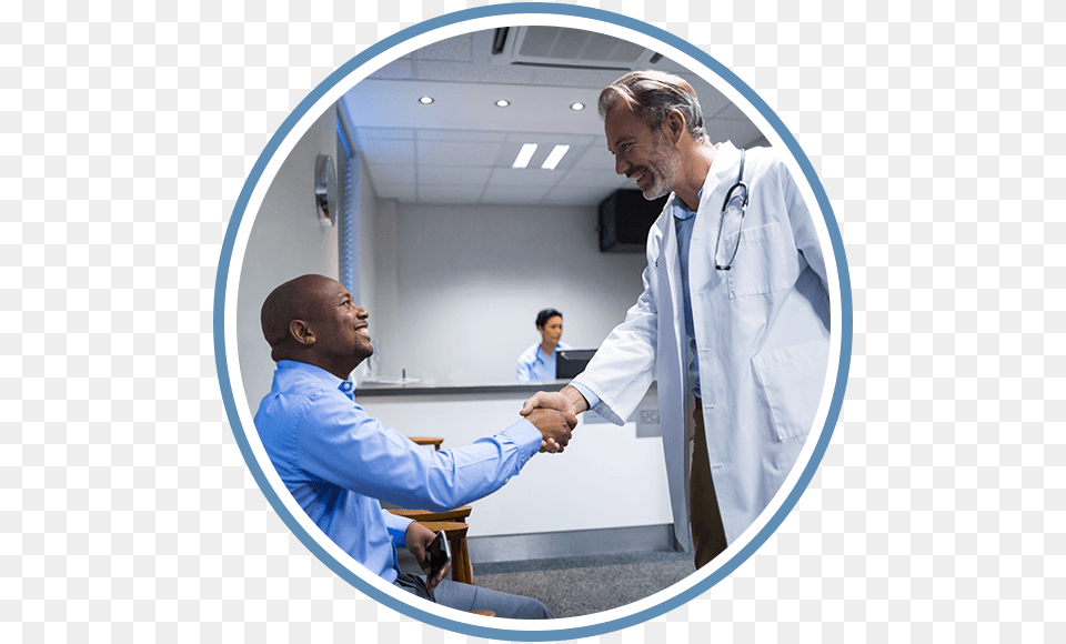 Picture Of A Medical Professional Shaking The Hand Doctor Shaking Hands With Patient, Architecture, Building, Clothing, Coat Png Image