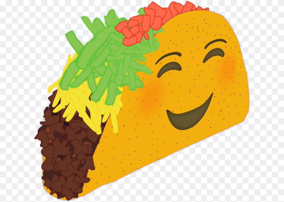 Picture Of A Sticker With A Taco From A Diagonal Side Happy Taco Face, Food, Head, Person Free Transparent Png