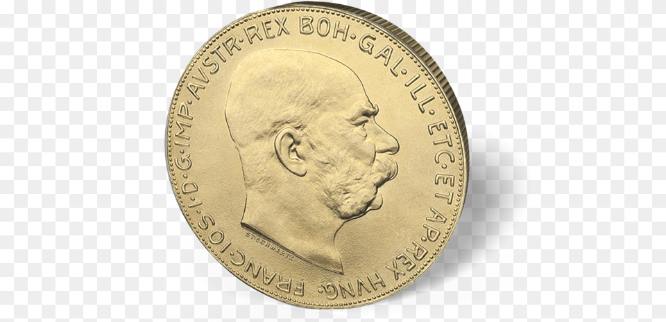 Picture Of Austria Gold 100 Coronas Gold, Coin, Money, Adult, Male Free Transparent Png