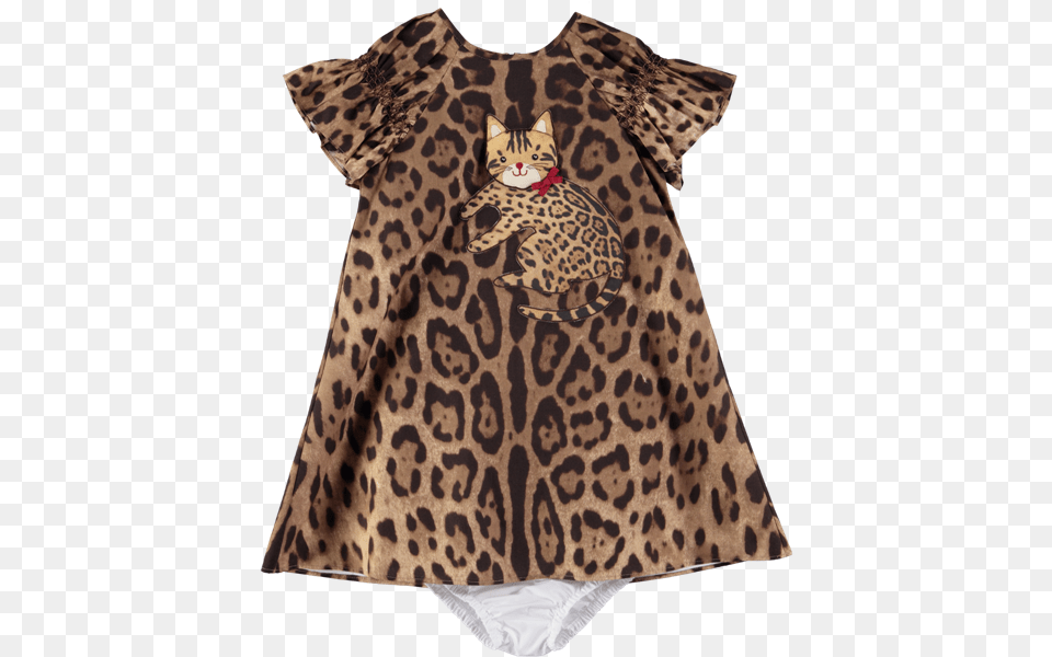 Picture Of Babies Quotcat Amp Bowquot Leopard Print Dress Amp Dress, Fashion, Poncho, Cloak, Clothing Free Png Download