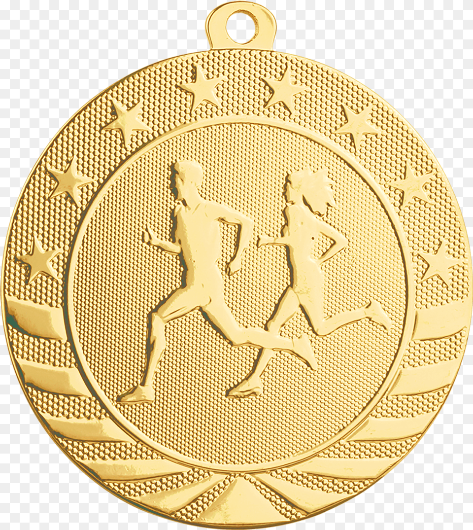 Picture Of Cross Country Starbrite Medal Medal, Gold, Person, Gold Medal, Trophy Png