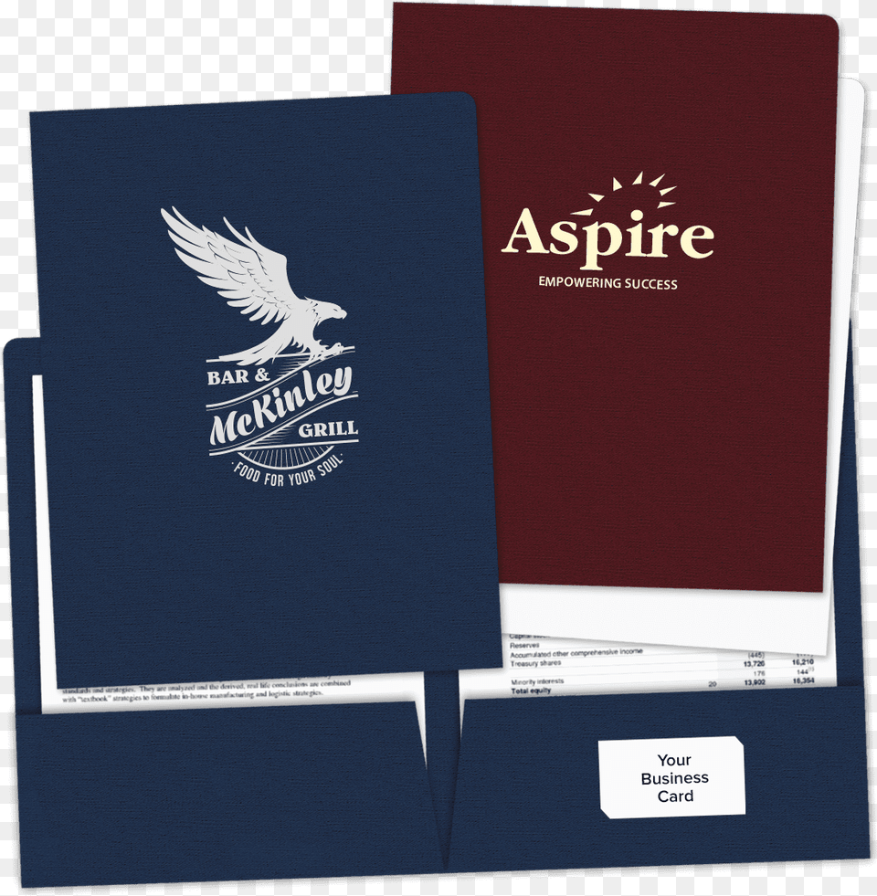 Picture Of Foil Stamped Pocket Folders Branded Folders, Text, Animal, Bird, Document Png