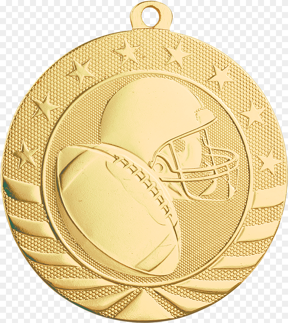 Picture Of Football Starbrite Medal 1st Place Gold Medal, Gold Medal, Trophy, Ball, Rugby Free Png Download