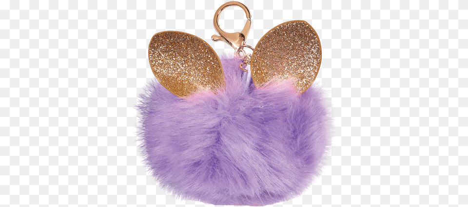 Picture Of Glitter Ears Furry Pom Keychain, Accessories, Jewelry, Locket, Pendant Free Png